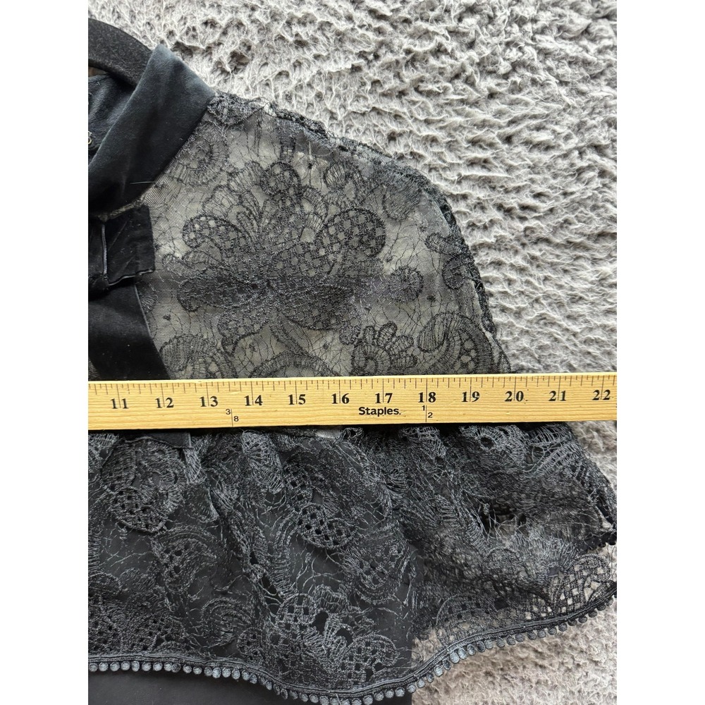 Self-Portrait Lace & Bow Accent Mock Neck Mini Shift‎ Dress Black Womens Size 6 - Picture 15 of 16